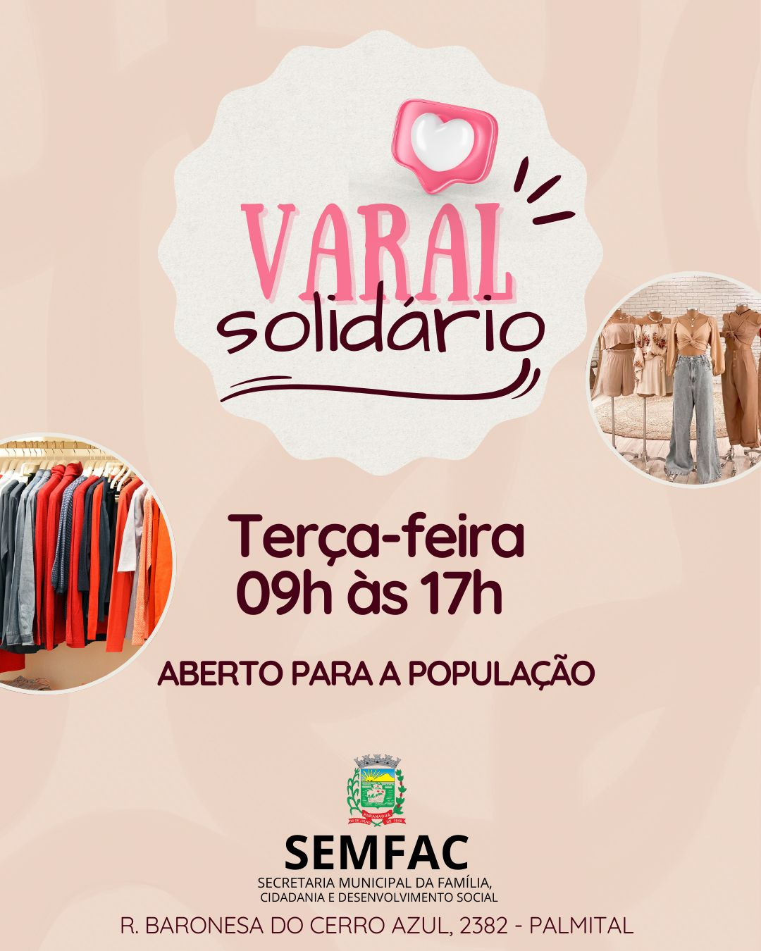 Secretaria da Família, Cidadania e Desenvolvimento Social promove “Varal Solidário “