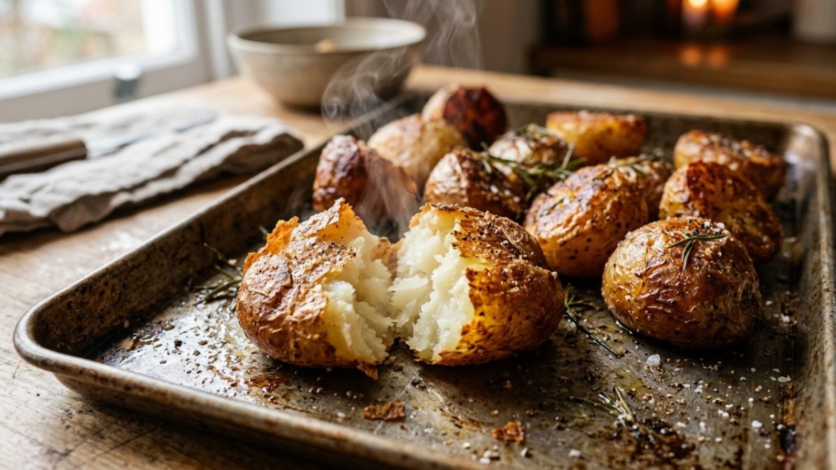 Antes de levar a batata ao forno, cozinhe com uma pitada de bicarbonato: o passo ajuda a criar uma casquinha muito mais crocante e um interior macio