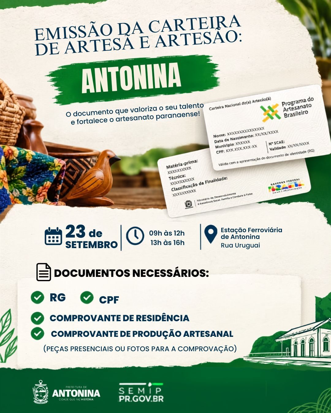 Antonina recebe ação para emissão da Carteira Nacional do Artesão