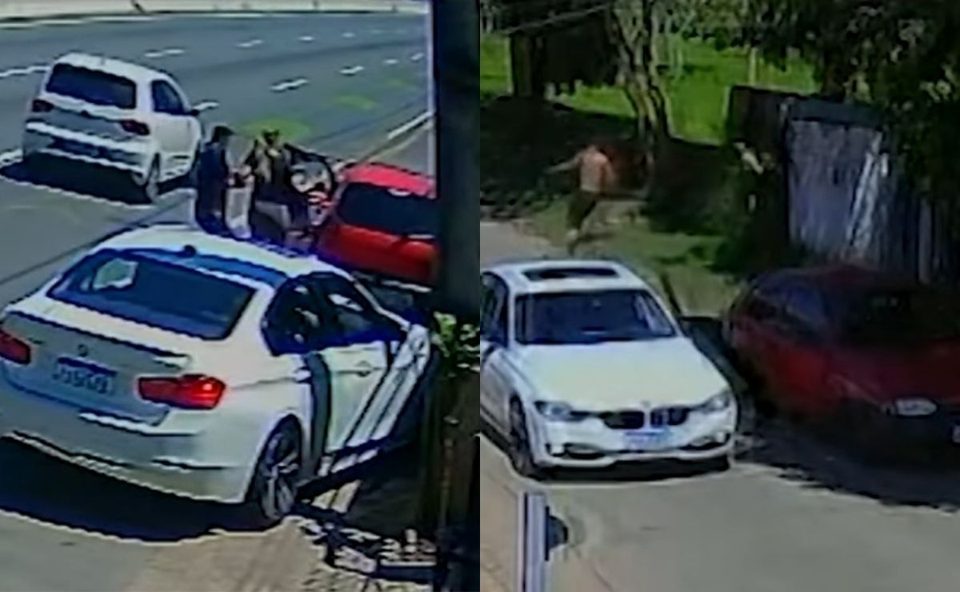 Casal persegue suspeito após flagrar furto em casa e ajuda polícia a prender dupla em Piraquara; veja vídeo