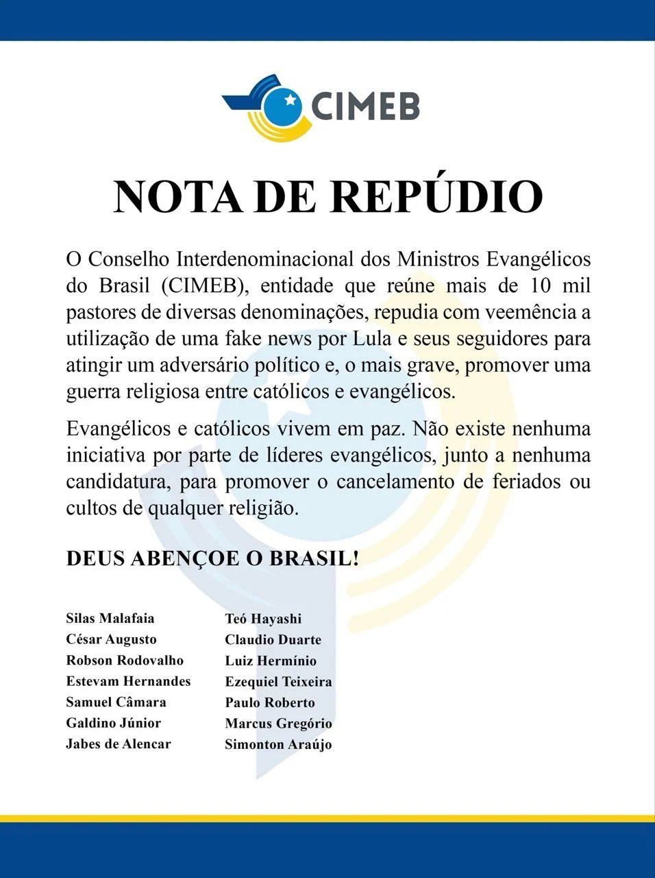 Caso Nossa Senhora: pastores dizem que Lula cria “guerra religiosa”