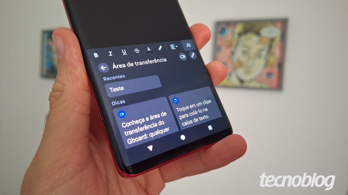 Como acessar a área de transferência no celular