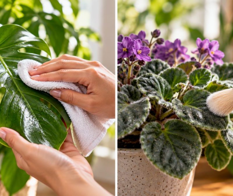 Como limpar folhas de plantas ornamentais sem bloquear respiração