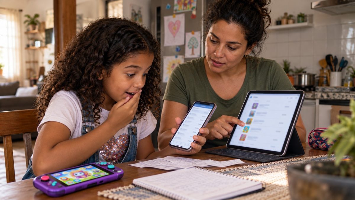 Criança usava o celular da mãe para jogar depois da escola, começou a comprar pequenos itens sem entender que eram reais e a família só percebeu quando a fatura chegou muito acima do normal