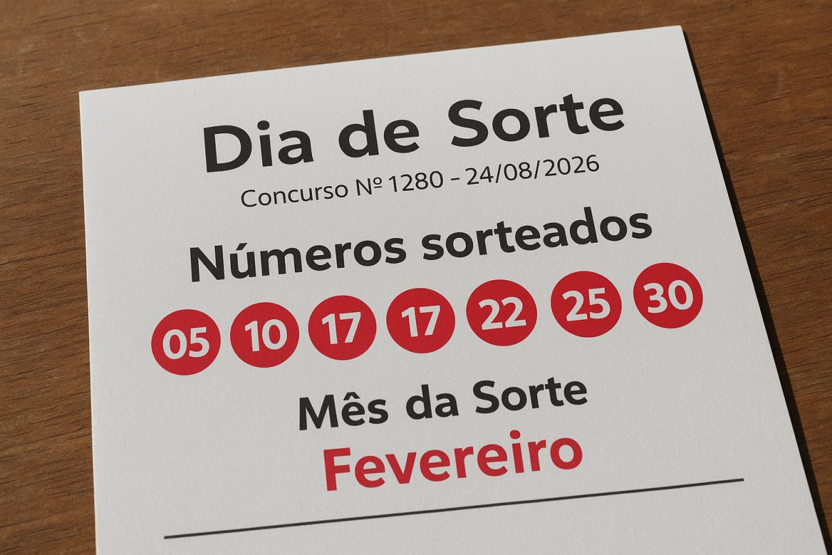 Resultado do Dia de Sorte 1280: veja os números sorteados hoje