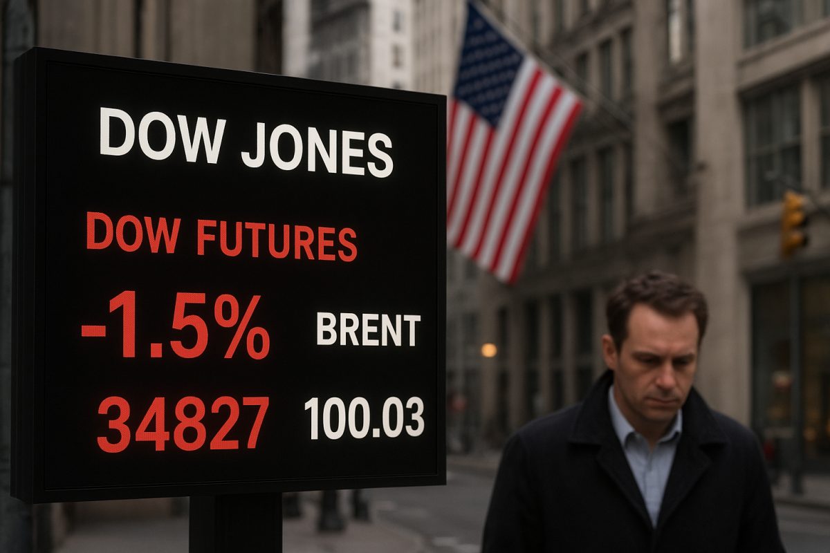 Mercados futuros dos EUA caem com petróleo Brent próximo de US$ 100