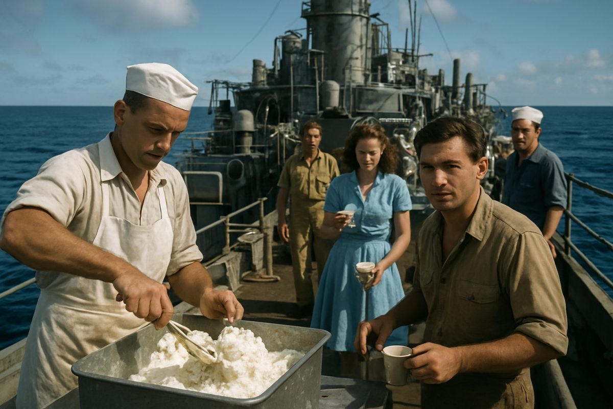 Durante a Segunda Guerra, os Estados Unidos gastaram US$ 1 milhão numa fábrica flutuante cuja missão era produzir sorvete no meio do Pacífico