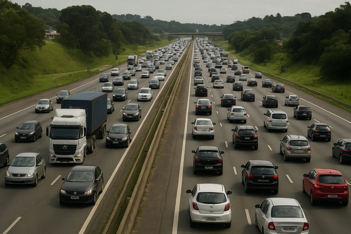 Efeito feriadão: movimento fica alto na BR-277 entre Curitiba e o Litoral