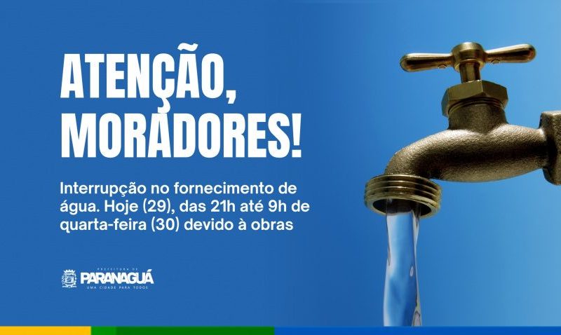 Paranaguá terá corte no abastecimento de água nesta terça