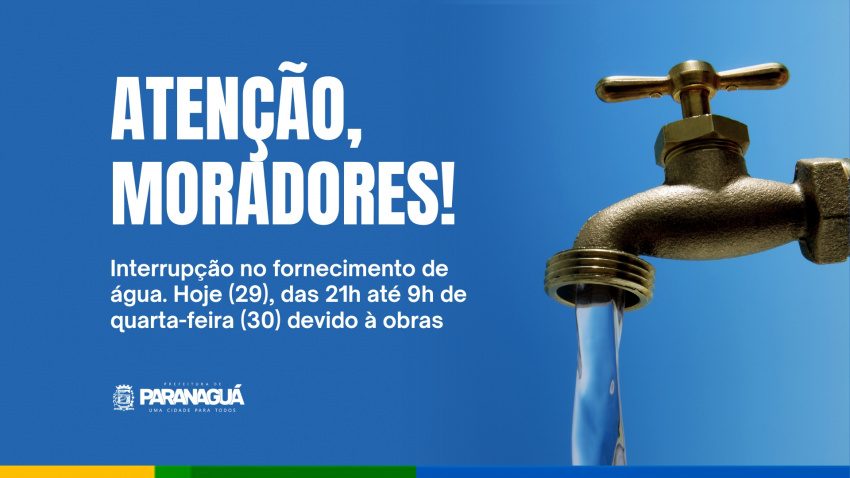 Interrupção no fornecimento de água ocorre nesta noite para continuidade de obras contra alagamentos