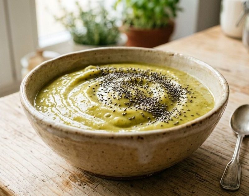 Vitamina de manga congelada cremosa com 22g de proteína e fibras