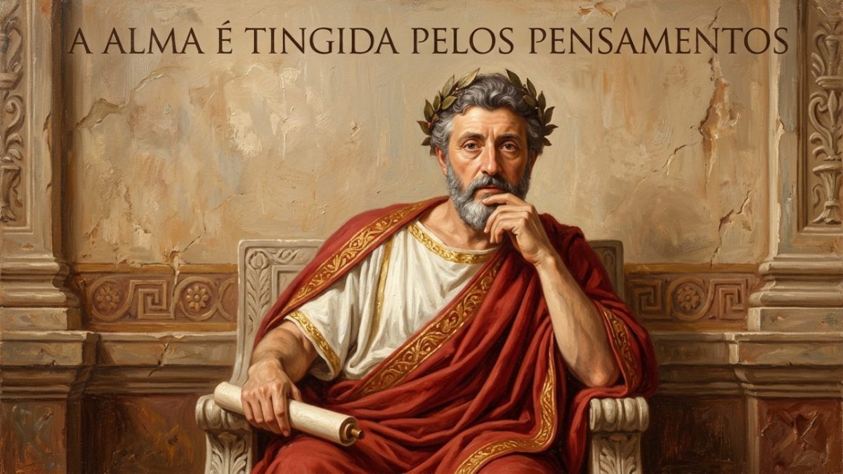 Marco Aurélio, imperador e filósofo estoico, sobre como aquilo que pensamos repetidamente acaba moldando quem somos: “A alma é tingida pelos pensamentos”