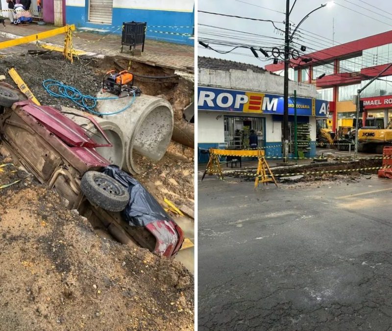Motorista morre após carro cair em buraco de obra no Paraná