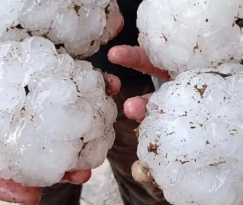 Temporal na Argentina traz granizo gigante e avisa Sul do Brasil