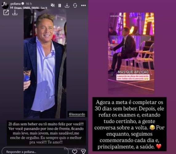 Poliana Rocha abre o jogo sobre regra para Leonardo voltar a beber