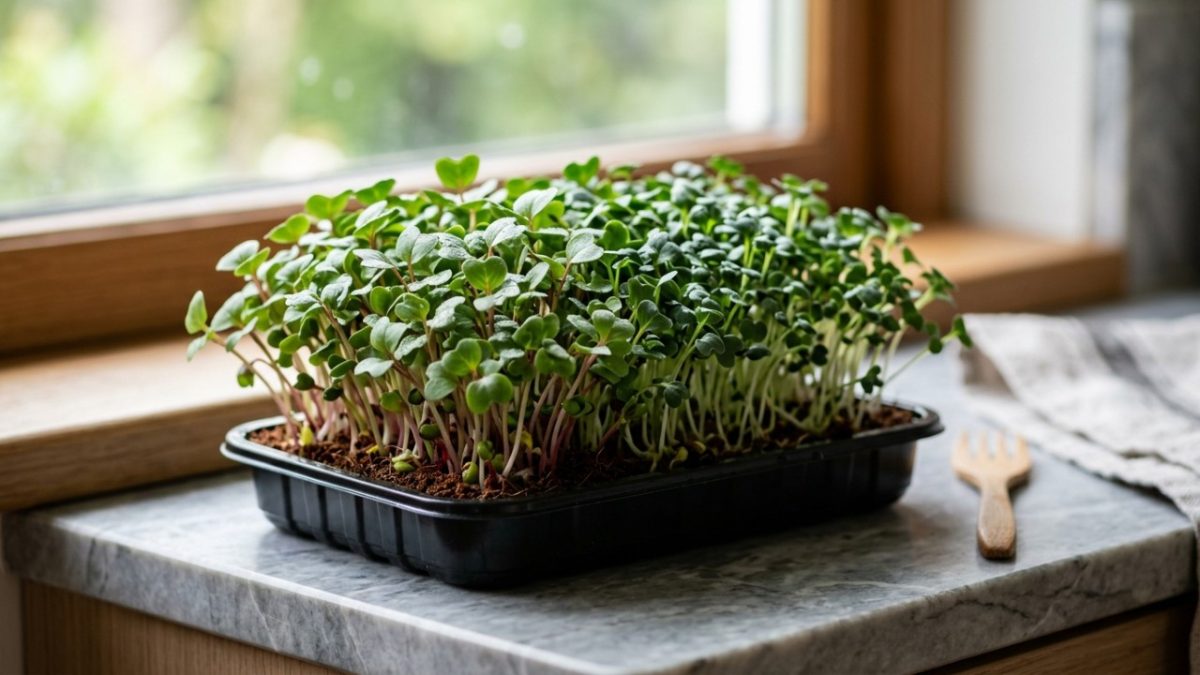 Pouco espaço e colheita rápida: microverdes de rabanete, brócolis, couve e outras espécies podem ser cultivados dentro da cozinha e ficar prontos em cerca de 10 a 14 dias
