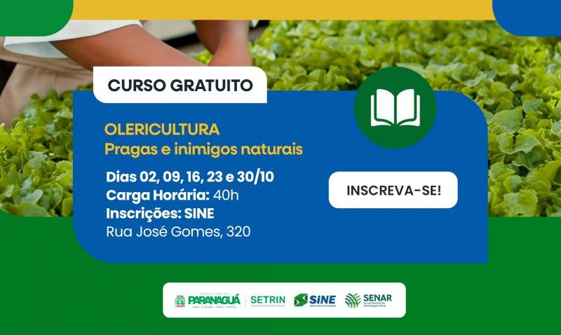 Prefeitura de Paranaguá lança curso gratuito de olericultura