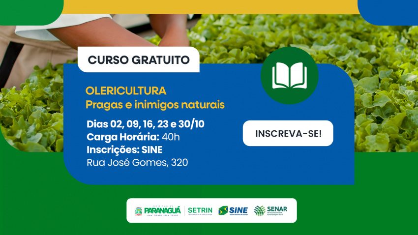 Prefeitura de Paranaguá abre inscrições para curso gratuito de Olericultura