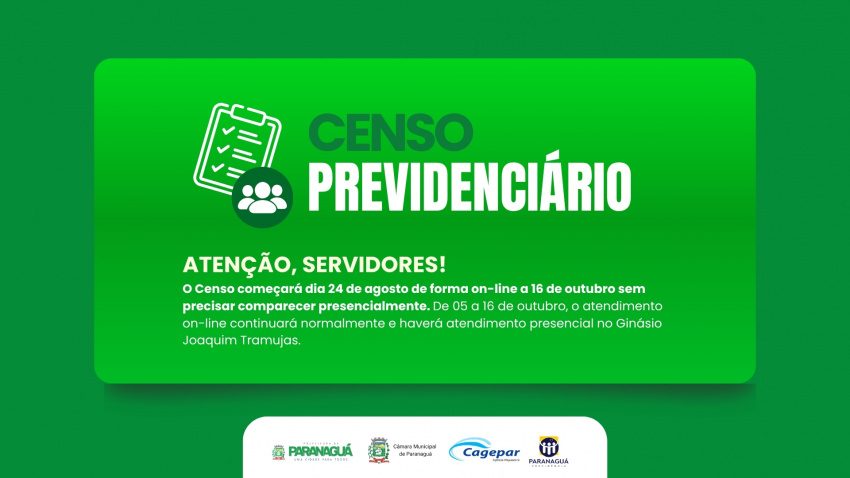 Censo Previdenciário de Paranaguá convoca 4 mil servidores para atualização
