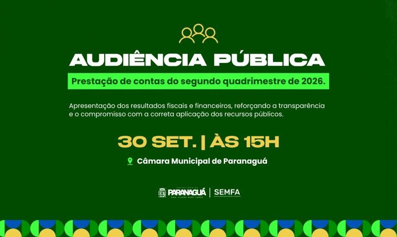 Paranaguá agenda audiência fiscal para o fim de setembro