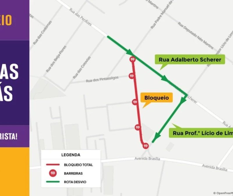 Rua no bairro Novo Mundo tem interdição total para obras de infraestrutura