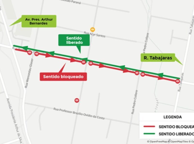 Mudanças no trânsito: rua de Curitiba tem sentido único por obras