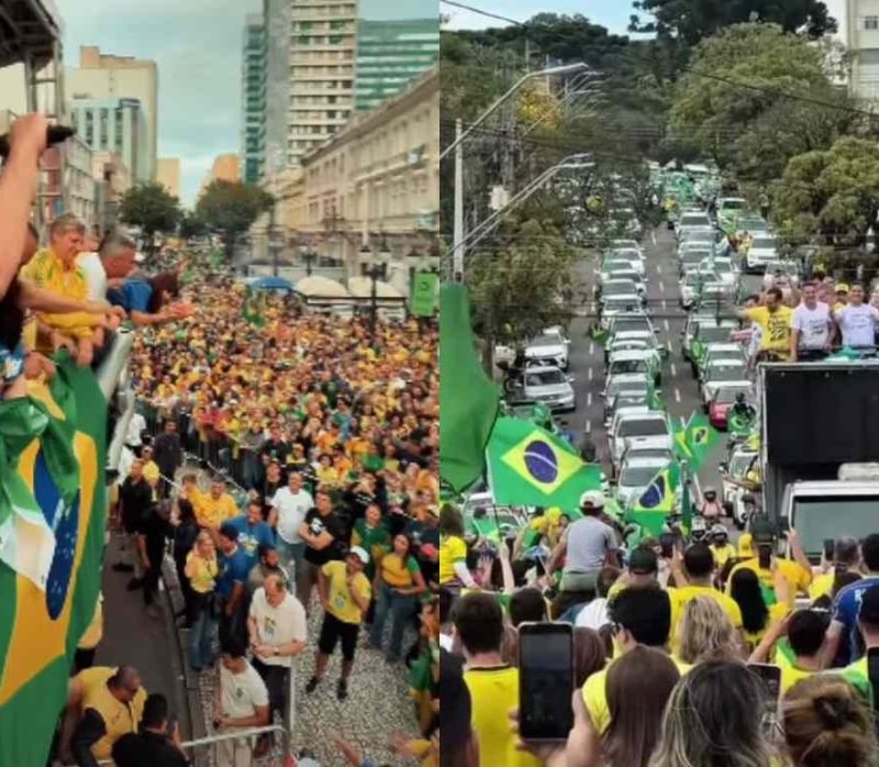 Ato pró-Flávio Bolsonaro em Curitiba passa por marcos da Lava Jato