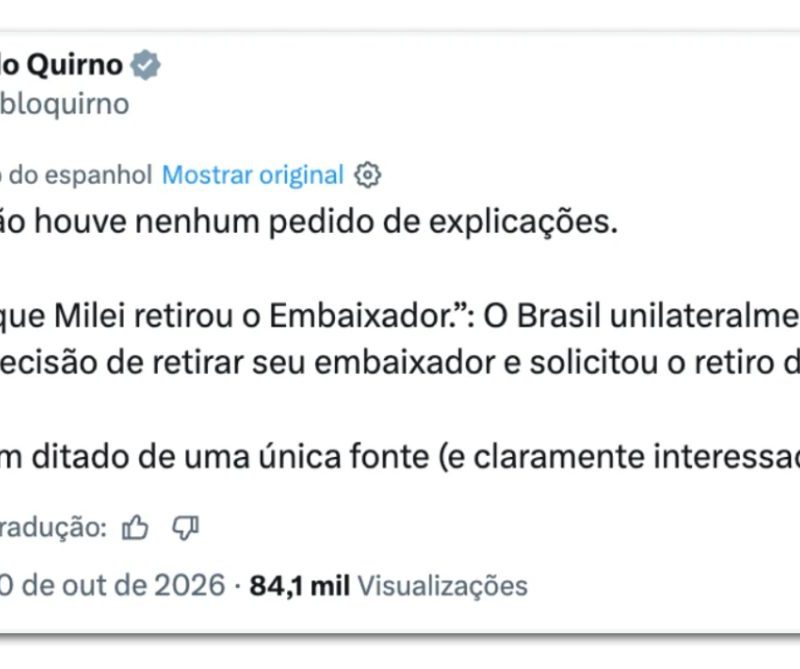 Chanceler da Argentina desmente cobrança do Brasil sobre Flávio Bolsonaro