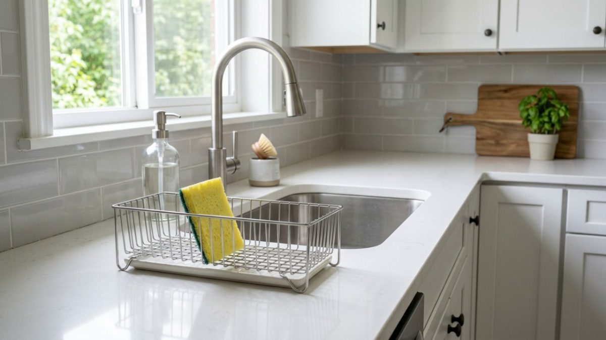 Colocar esponja de cozinha sobre a pia depois de usar parece normal, mas na Alemanha a orientação é deixá-la secar completamente e trocar com frequência, porque o ambiente úmido favorece o acúmulo de microrganismos