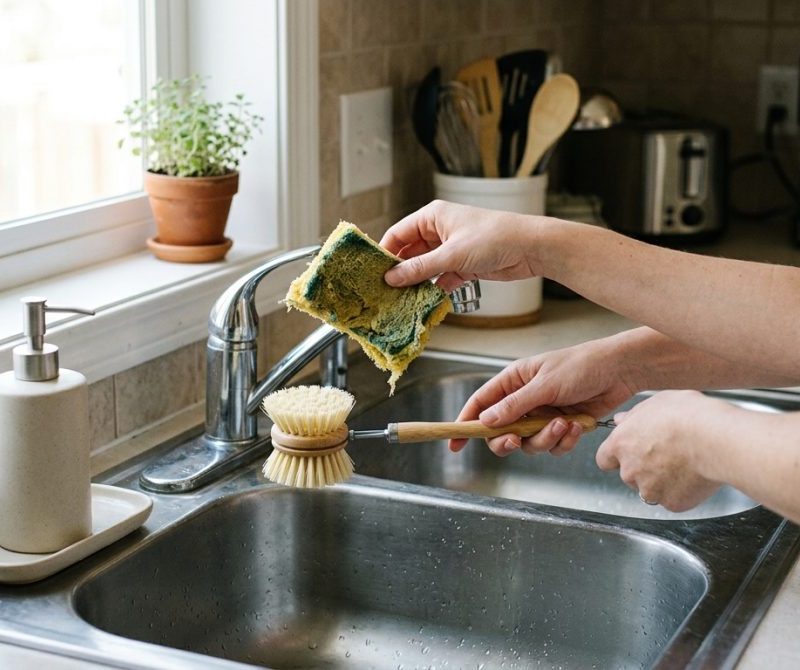 Esponja de cozinha limpa e sem cheiro esconde trilhões de bactérias