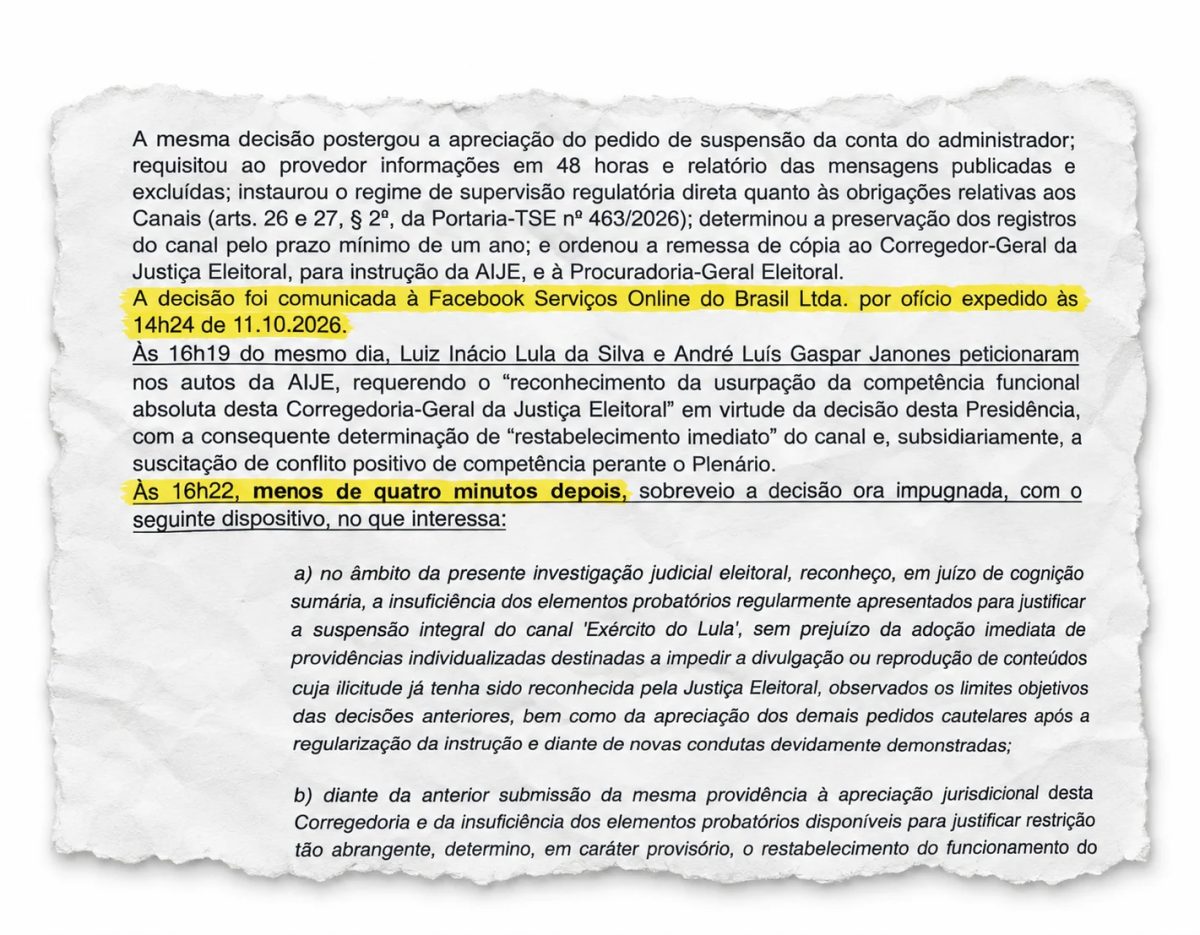 Cueva leu 21 laudas e escreveu outras 13 em 4 minutos a favor de Lula