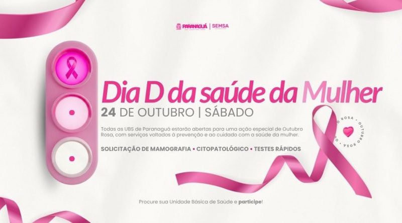 Paranaguá promove Dia D da saúde da mulher nesta UBSs neste sábado
