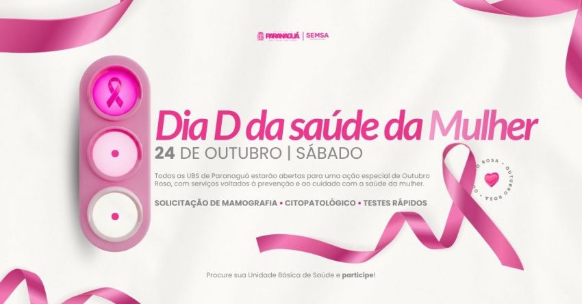Dia D de Saúde da Mulher acontece neste sábado nas UBS de Paranaguá