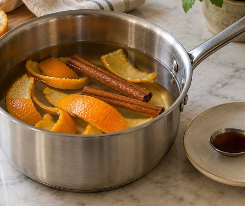 Aromatizador caseiro com canela, baunilha e laranja perfuma o ambiente