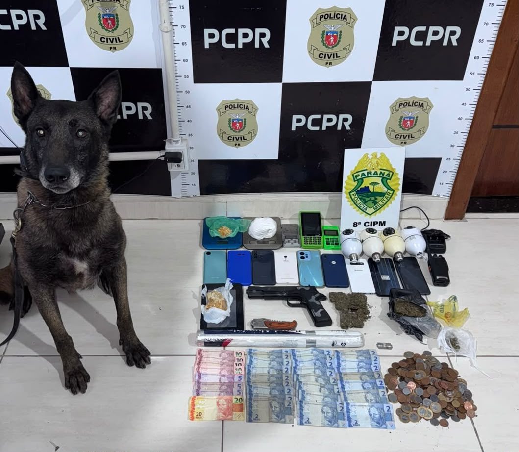 Forças de segurança prendem quatro pessoas por tráfico e apreendem mais de meio quilo de drogas em Irati