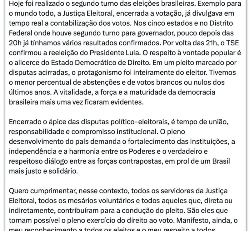Gilmar mendes aponta união necessária após 4º mandato de lula