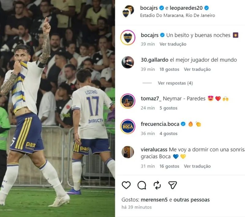 Herói do Boca, Paredes provoca o Vasco após classificação: “Um beijinho e boa noite”