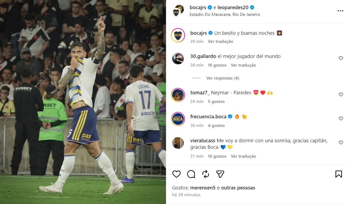 Herói do Boca, Paredes provoca o Vasco após classificação: "Um beijinho e boa noite"