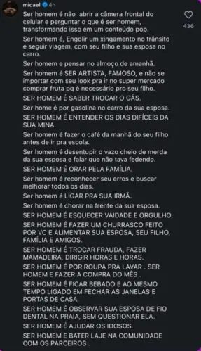 Micael Borges pede desculpas após polêmica com Juliano Floss sobre masculinidade
