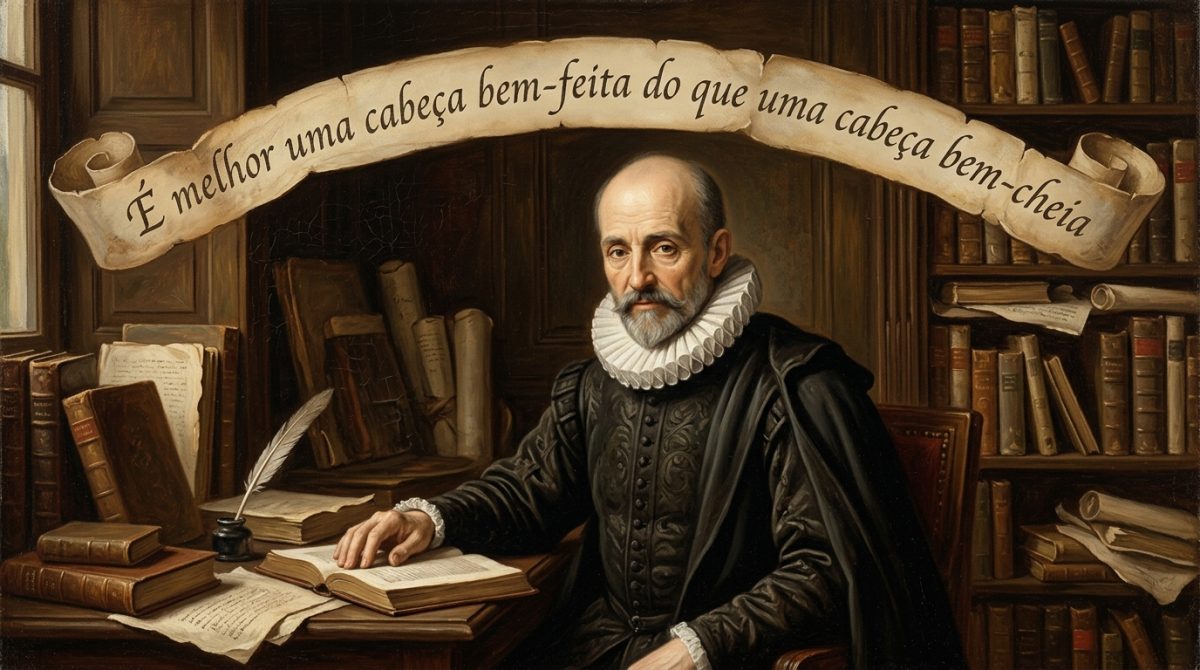 Michel de Montaigne questionou a maneira como as pessoas acumulavam informações sem desenvolver a capacidade de pensar: “É melhor uma cabeça bem-feita do que uma cabeça bem-cheia”.