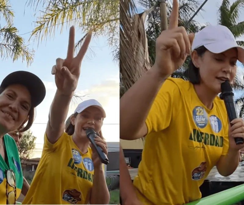 Michelle Bolsonaro pede voto em Flávio para soltar o marido