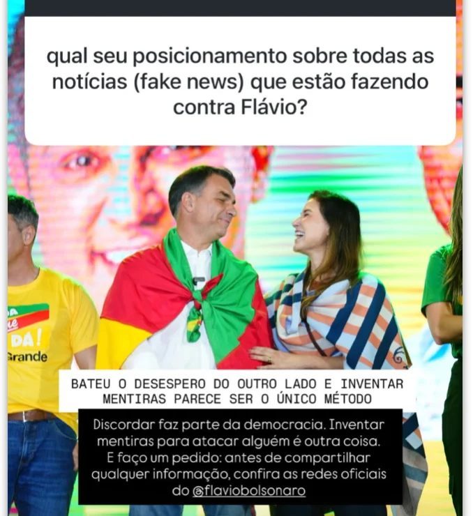 Fernanda Bolsonaro defende marido e critica fake news na web
