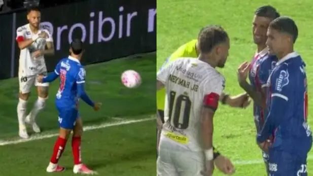 Neymar é expulso após confusão com Nestor, empurra Rogério Ceni e revolta-se na web