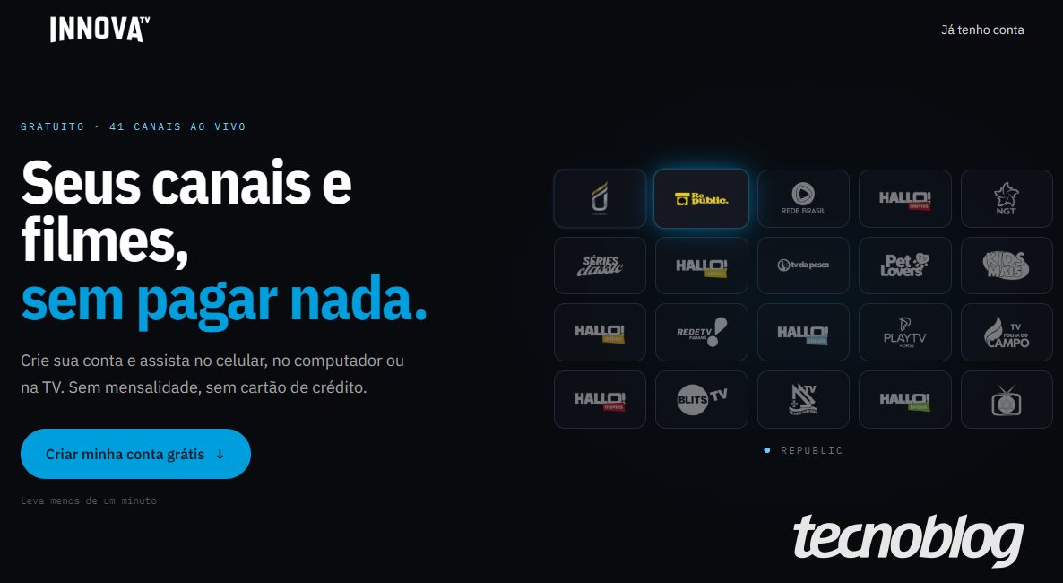 Novo streaming gratuito oferece filmes, séries e canais de TV ao vivo