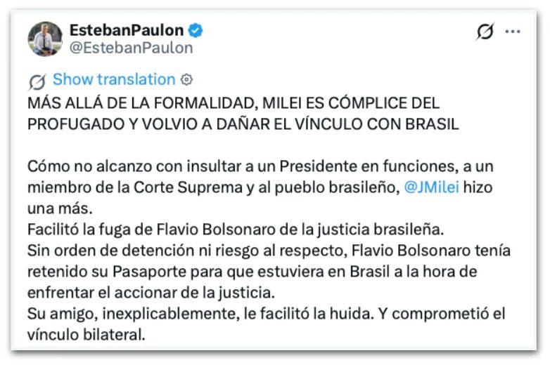 Oposição argentina cobra explicações sobre entrada de Flávio no país