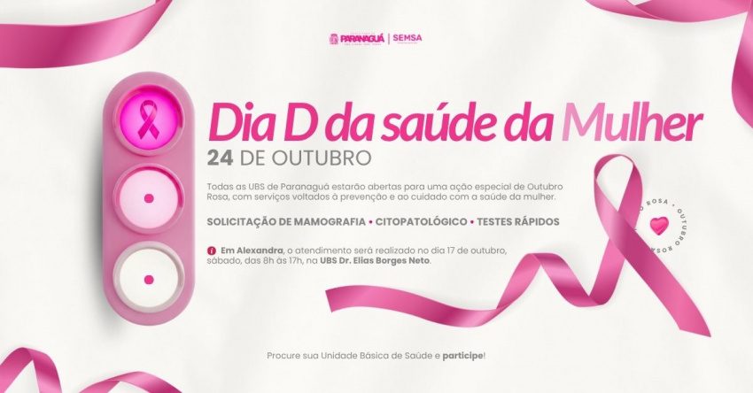 Paranaguá terá Dia D de Saúde da Mulher em 24 de outubro