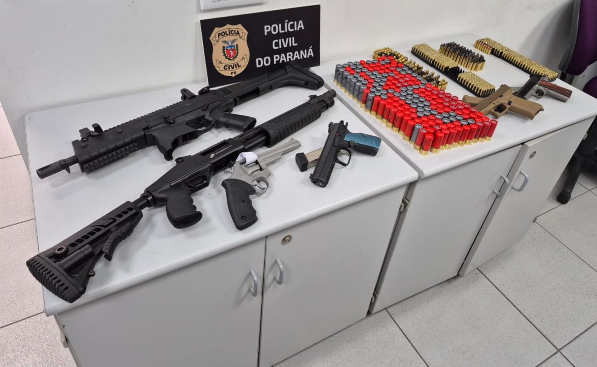 PCPR apreende seis armas de fogo e 752 munições com suspeito de violência doméstica em Curitiba