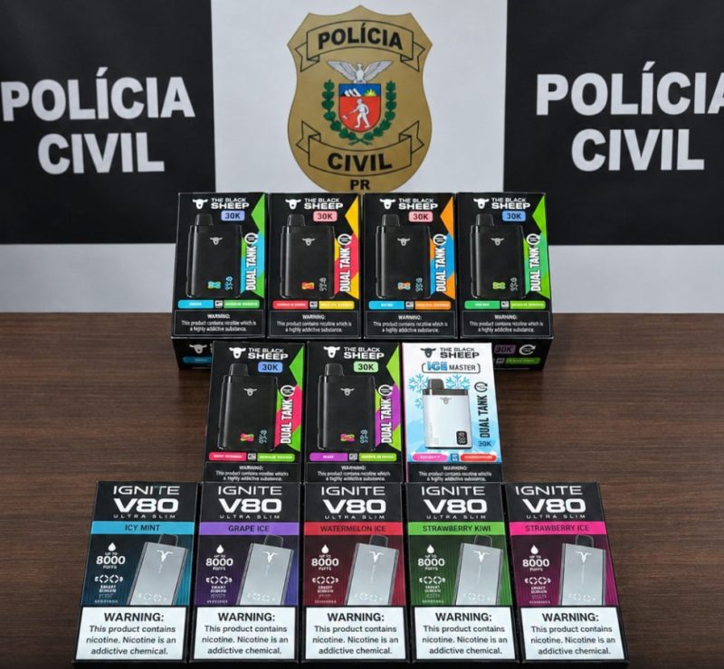 Polícia Civil prende jovem por venda ilegal de vapes na Grande Curitiba
