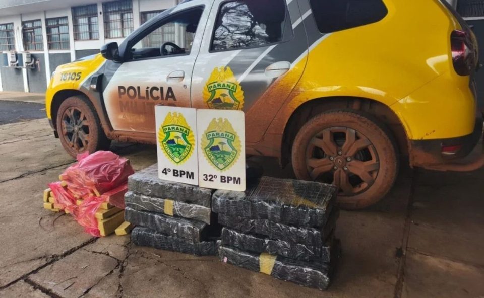 Perseguição com helicóptero e drones termina com troca de tiros e apreensão de 130 kg de maconha em Maringá