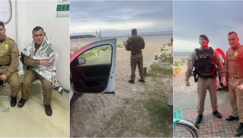 Policiais sofrem hipotermia após salvarem mulher no mar em Matinhos